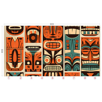 Tiki Idol Mid Century Modern Wallpaper, Peel and Stick Retro Wall Murals