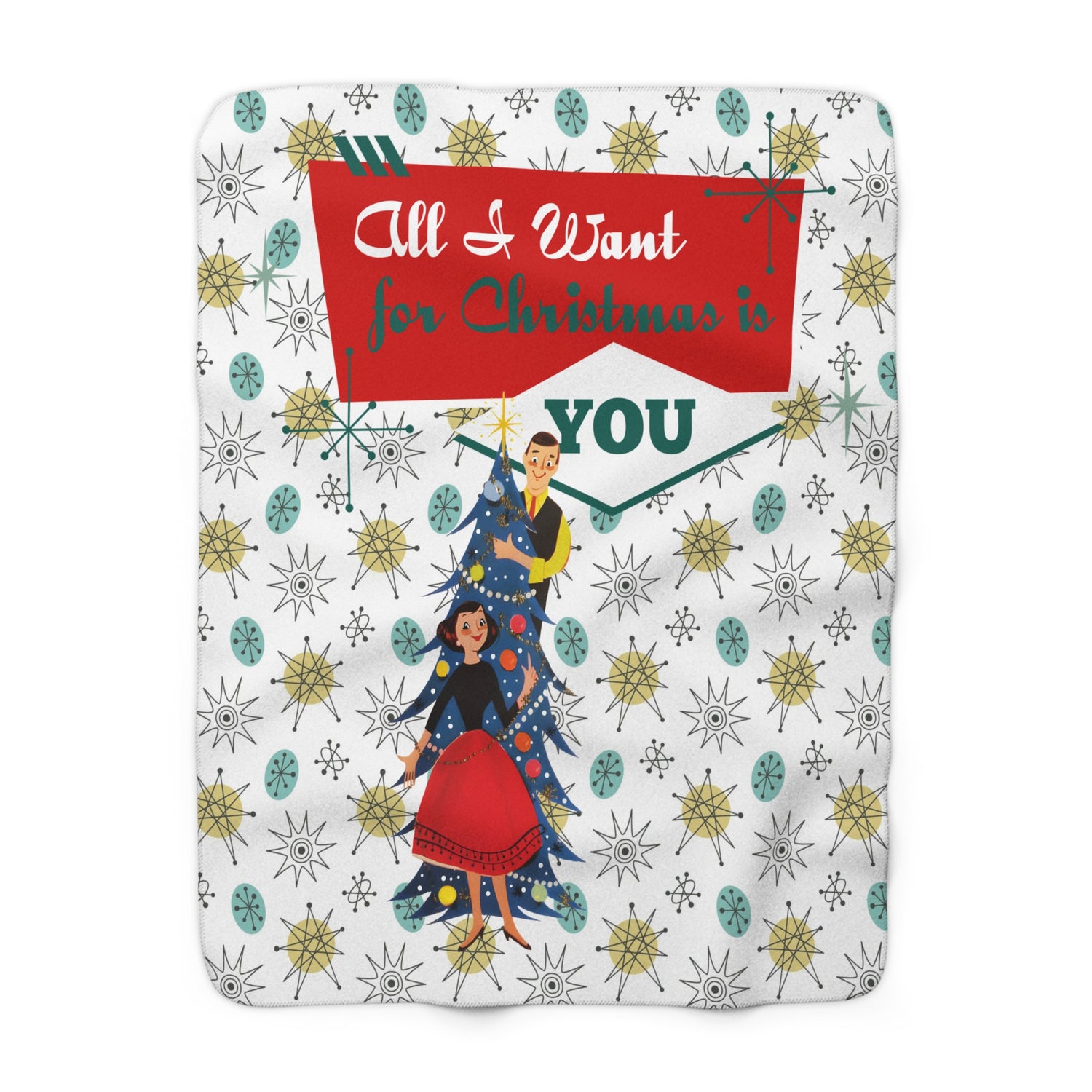 Retro Vintage Kitschy Christmas Blanket, All I Want For Christmas Is You