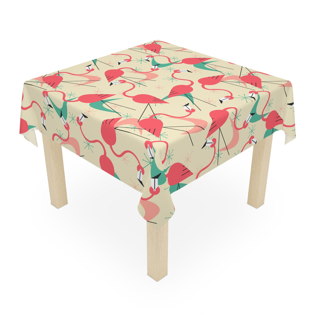 Mid Mod Retro Kitschy Palm Springs California Tropical Flamingo Tablecloth - Perfect for Summer Vibes - Mid Century Modern Gal