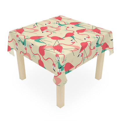 Mid Mod Retro Kitschy Palm Springs California Tropical Flamingo Tablecloth - Perfect for Summer Vibes - Mid Century Modern Gal