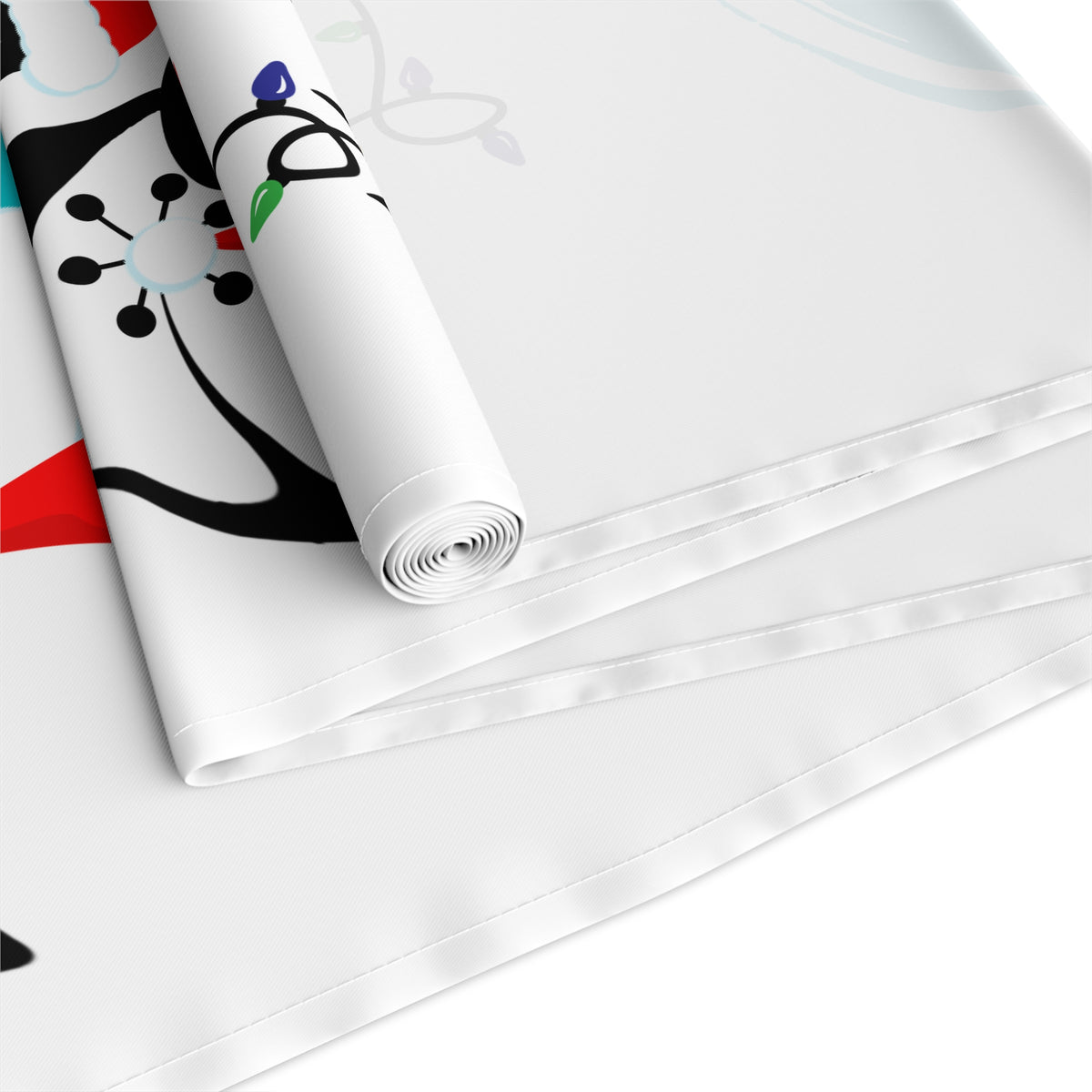 Atomic Cat Retro Christmas Mid Century Modern White MCM Designs Table Runner - Mid Century Modern Gal