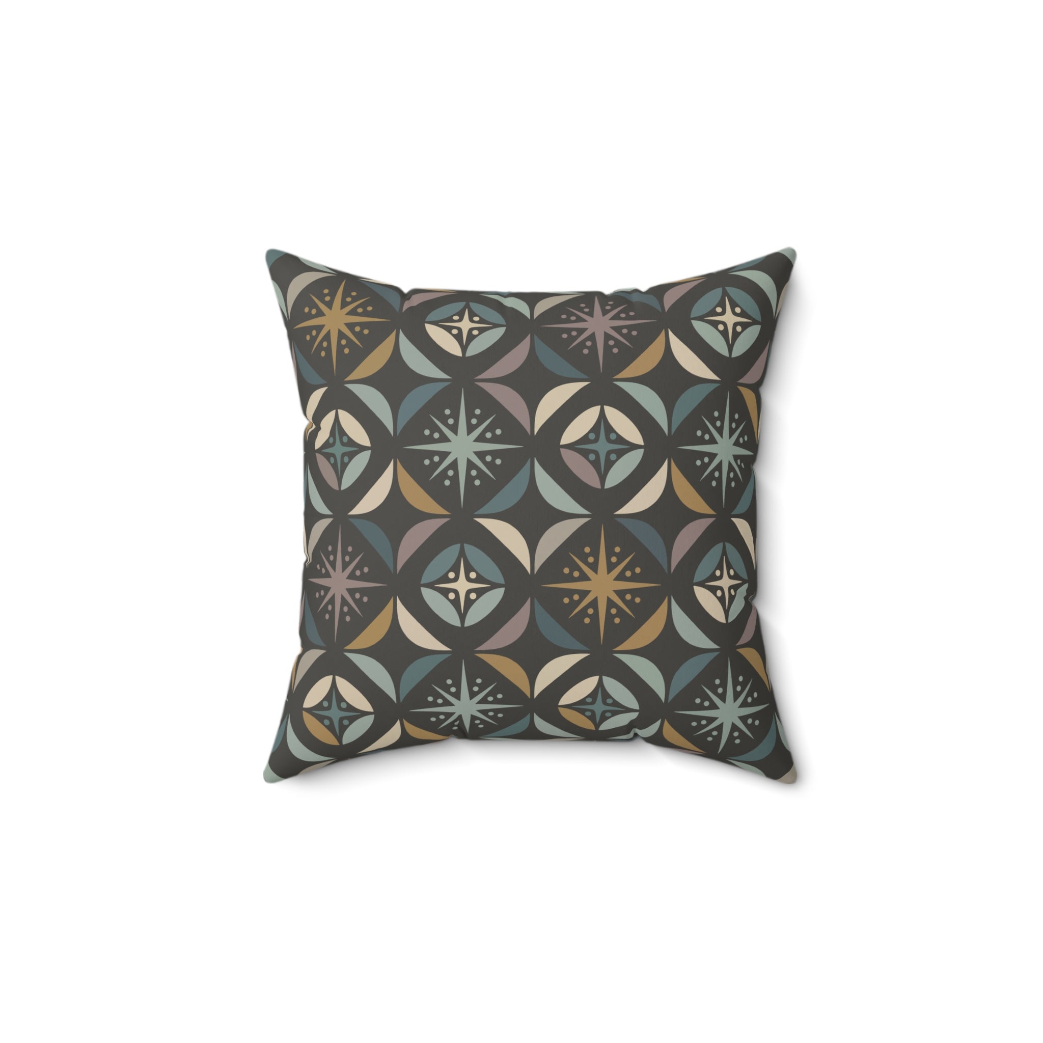 Mid Century Modern Elegant Gray Geometric Starburst Pillow Cover and Insert - Mid Century Modern Gal