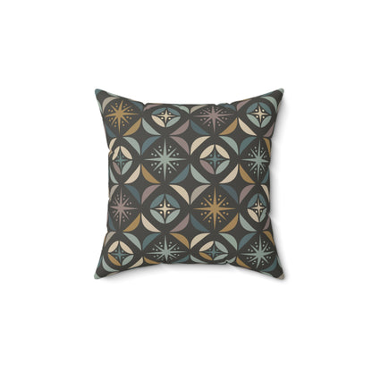 Mid Century Modern Elegant Gray Geometric Starburst Pillow Cover and Insert - Mid Century Modern Gal
