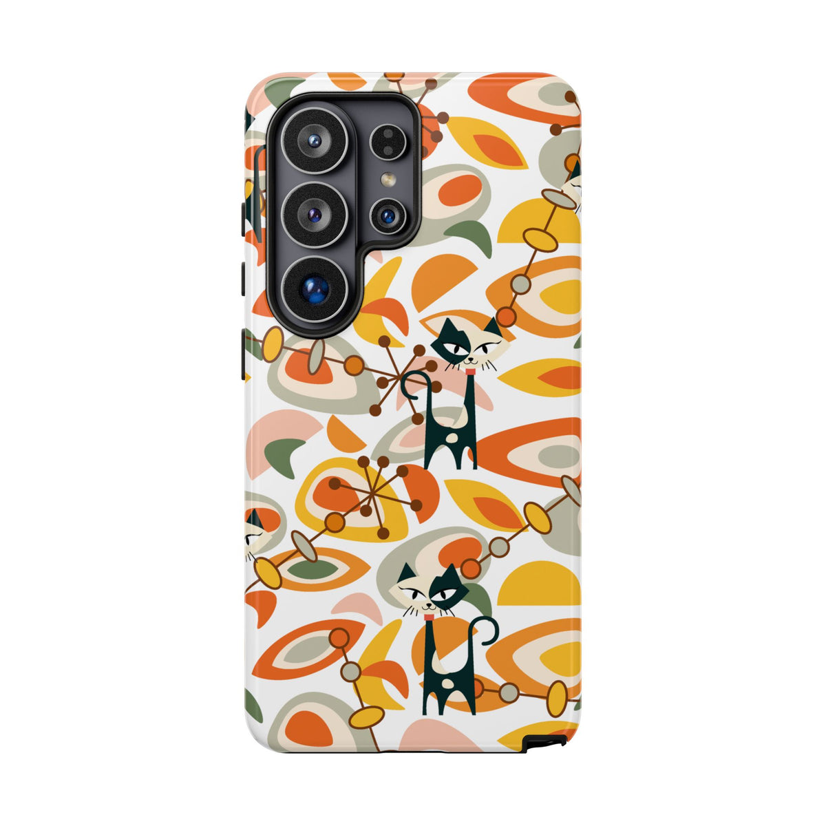 Atomic Cat Mid Mod Orange, Yellow, Groovy Cat Smart Phone Tough Cases