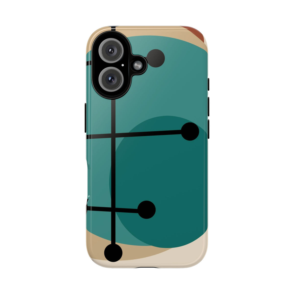 Mid Century Mod, Geometric, Retro Beige Teal Blue, Smart Phones Tough Phone Cases