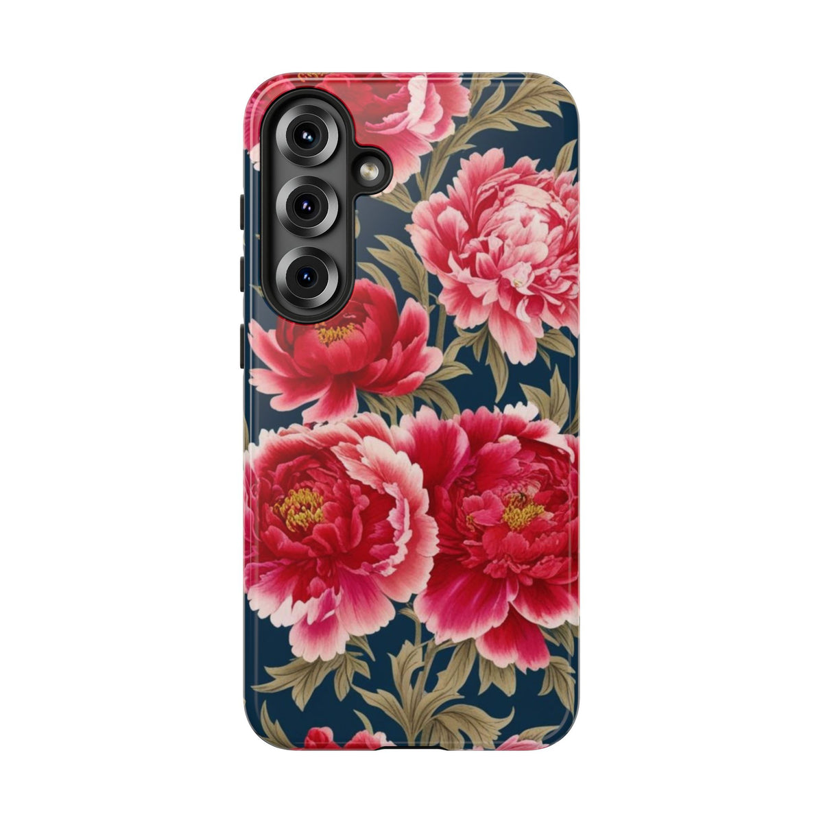 Chinoiserie Royal Blue Pink, Red Roses And Peony Floral Tough Phone Case