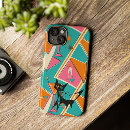 Atomic Cat Mid Mod Retro Cat Phone Case - Tough Cases for Stylish Cat Lovers