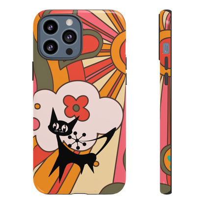 Atomic Cat, Retro Sunburst, Groovy Mod Smart Phone Tough Phone Cases - Mid Century Modern Gal