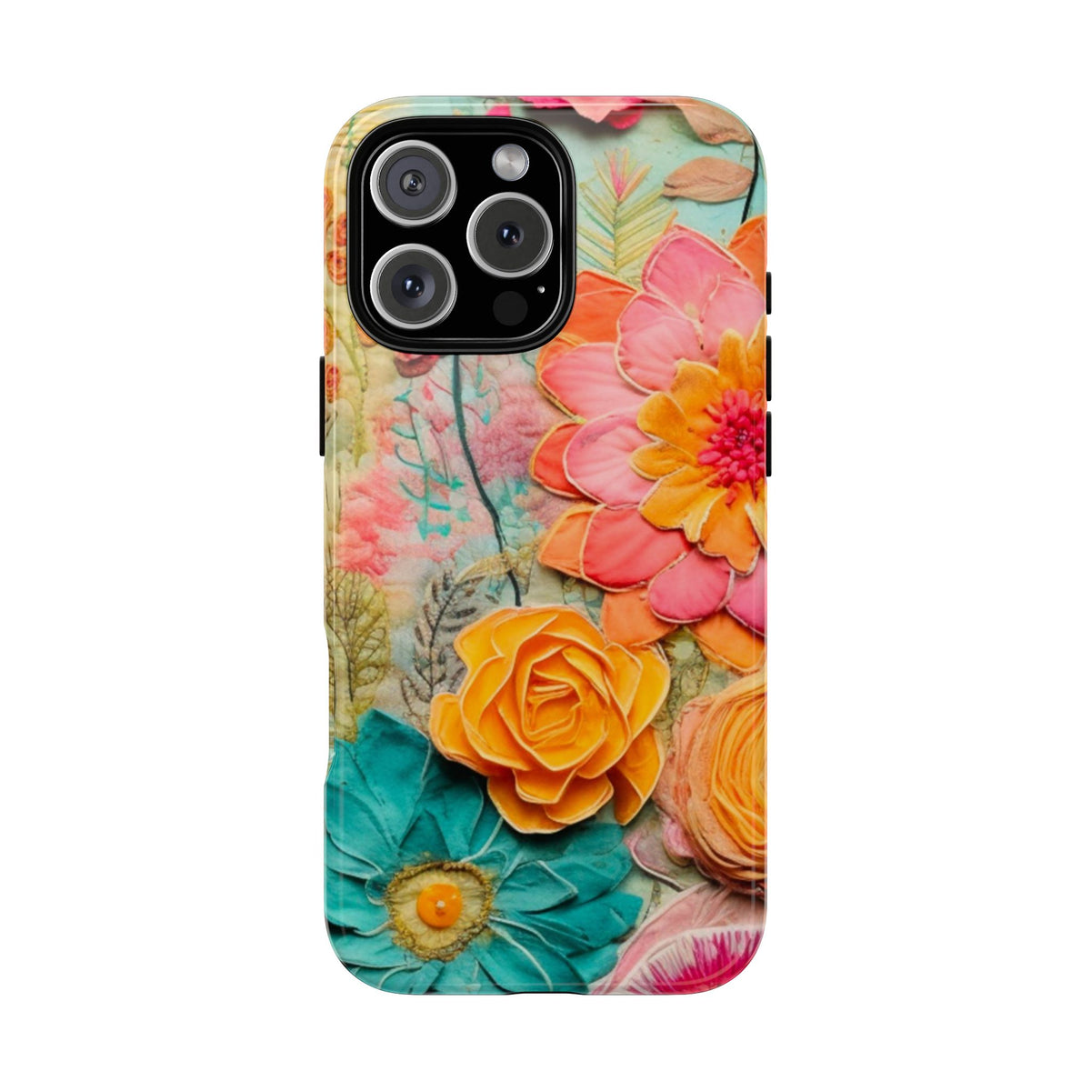Boho Retro Floral Faux Pressed Flowers Smart Phone Tough Phone Cases