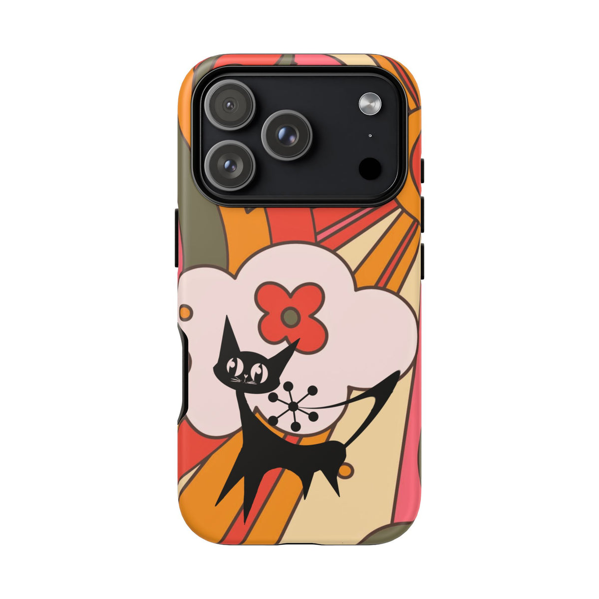 Atomic Cat, Retro Sunburst, Groovy Mod Smart Phone Tough Phone Cases