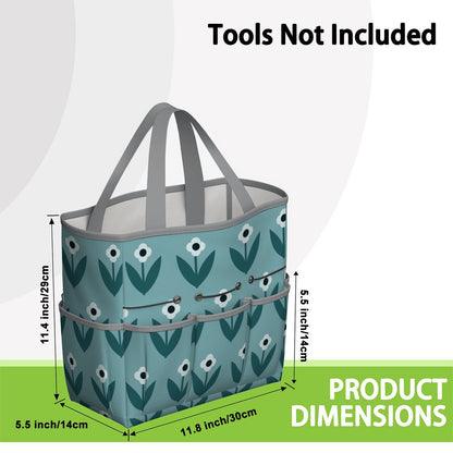 Scandinavian Teal Floral Mid Century Modern Garden Tool Bag - Mid Century Modern Gal