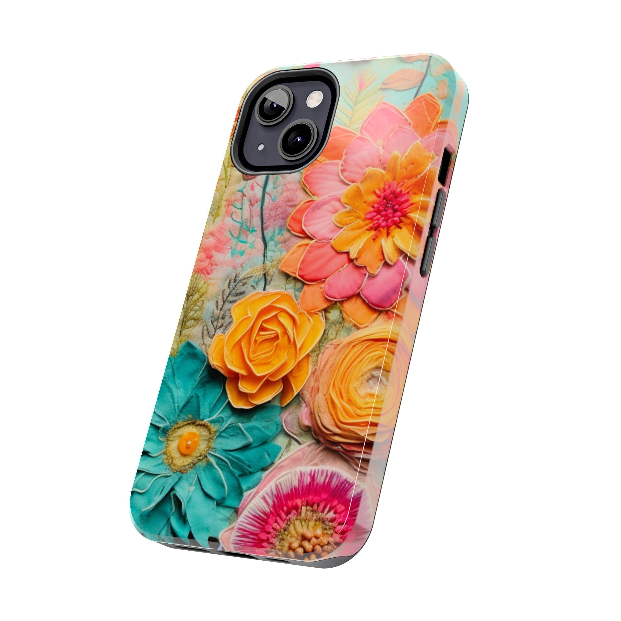 Boho Retro Floral Faux Pressed Flowers Smart Phone Tough Phone Cases