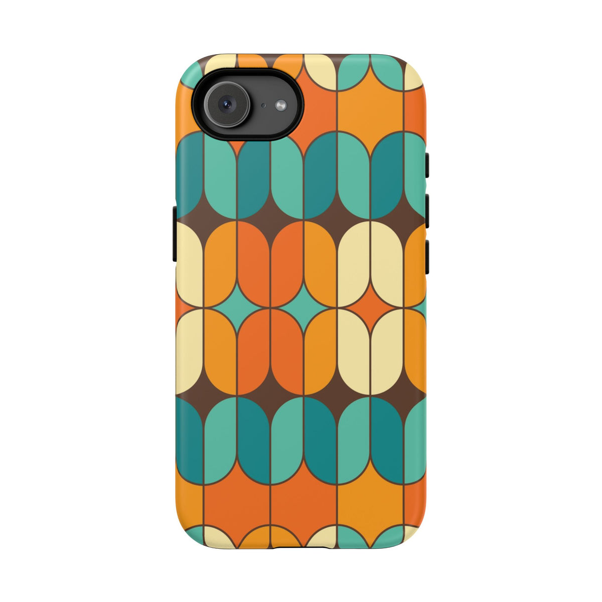 Mid Century Modern Orange, Teal Geometric Mod Designed Tough Phone Case