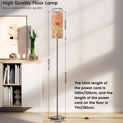 Vintage Floral Flower Power Pink, Blue Fun Colorful Mid Century Modern Floor Lamp - Mid Century Modern Gal