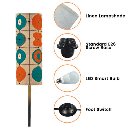 Mid Century Modern Minimalist Teal, Orange Geometric Retro Floor Lamp - Mid Century Modern Gal