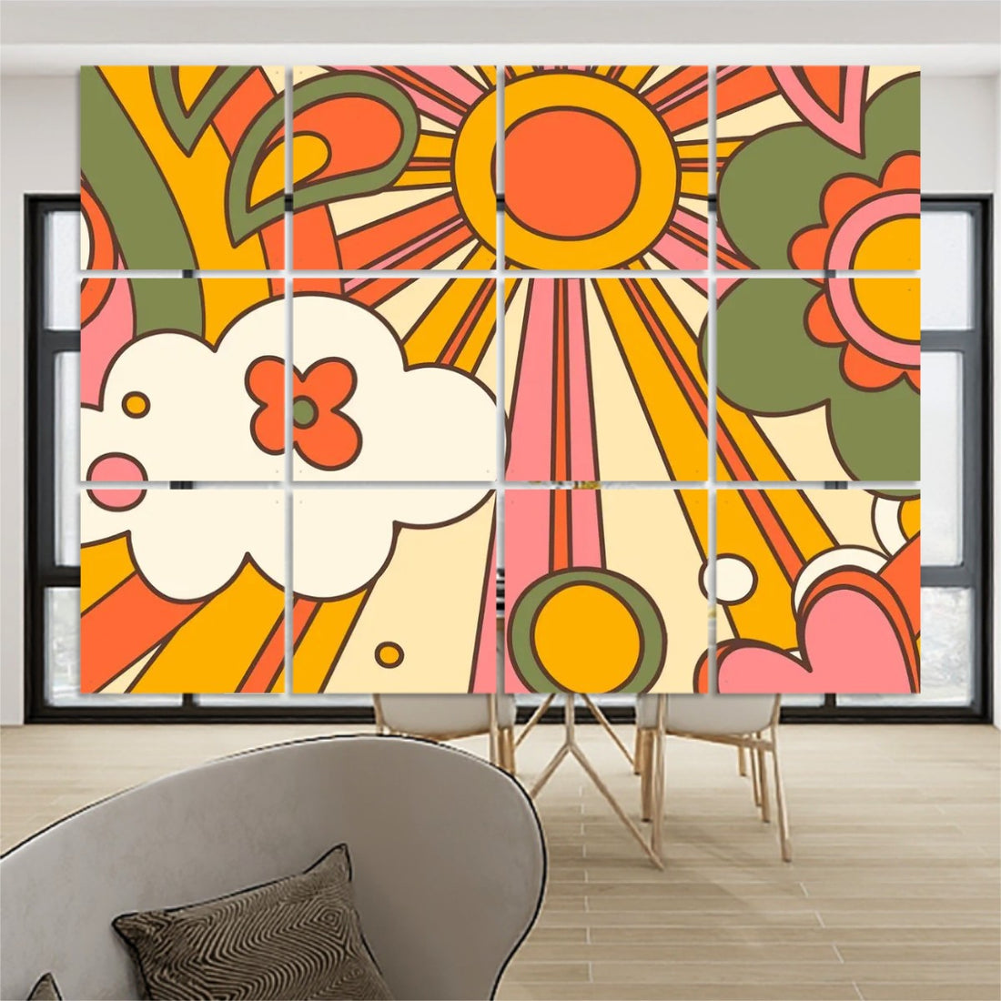 Retro Ray Of Sunshine Groovy 70s Hanging Room Dividers