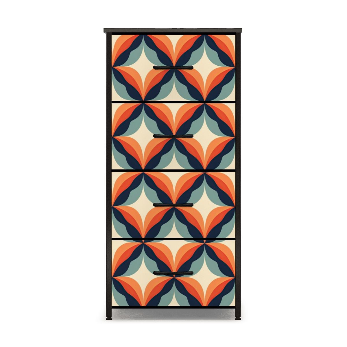 Retro Mod Groovy Orange, Blue, Mid Century Modern 4-Drawer Dresser - Mid Century Modern Gal