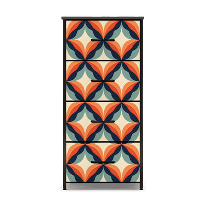 Retro Mod Groovy Orange, Blue, Mid Century Modern 4-Drawer Dresser - Mid Century Modern Gal