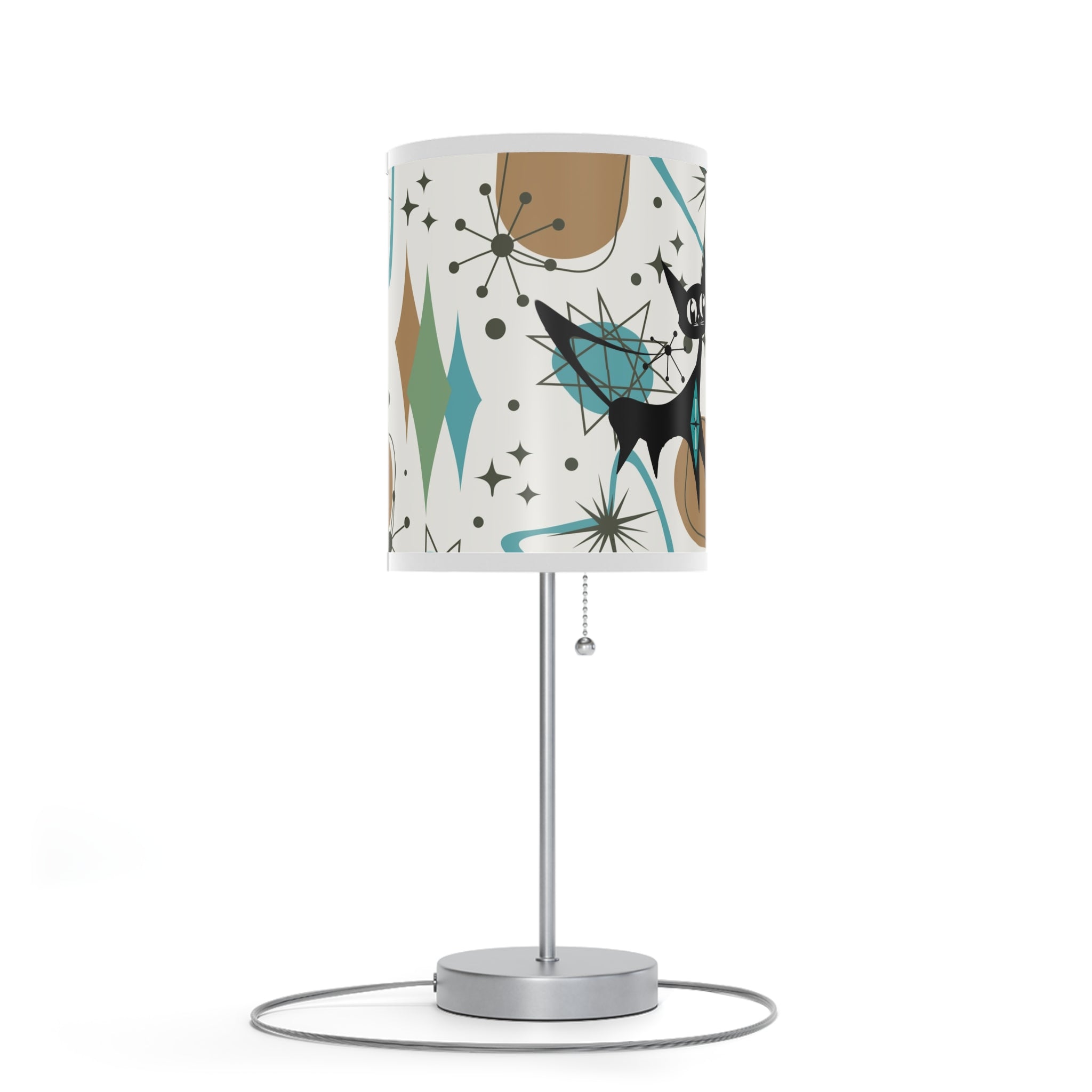 Mid Century Modern Table Lamp, Atomic Kitschy Cats, Starbursts Boomerang Themed Table Lamp - Mid Century Modern Gal