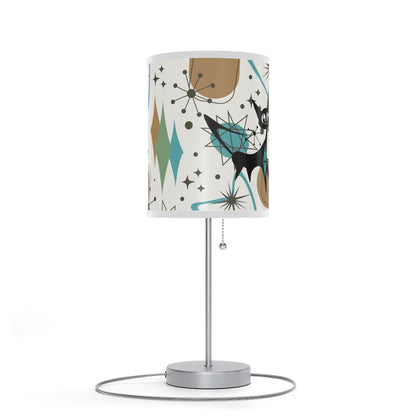 Mid Century Modern Table Lamp, Atomic Kitschy Cats, Starbursts Boomerang Themed Table Lamp - Mid Century Modern Gal