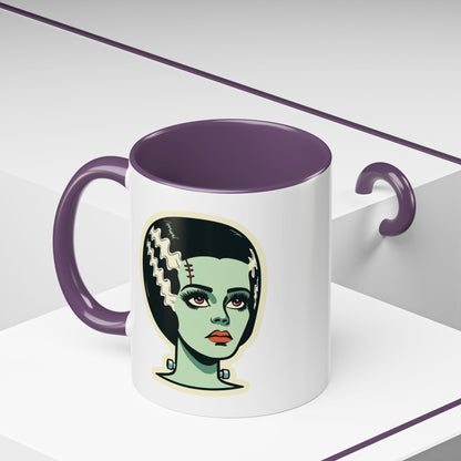 Bride of Frankenstein Retro Mid Mod Horror Buff Accent Coffee Mug - Mid Century Modern Gal