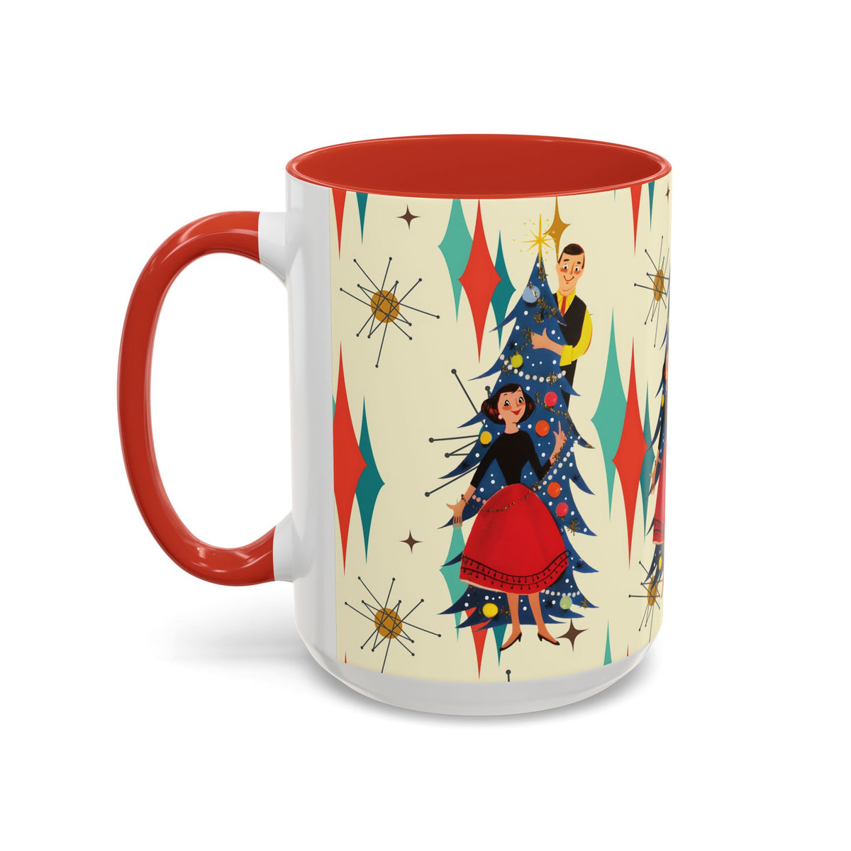 Mid Century Modern 50s Kitsch Christmas Starburst Coffee Mug - Mid Century Modern Gal