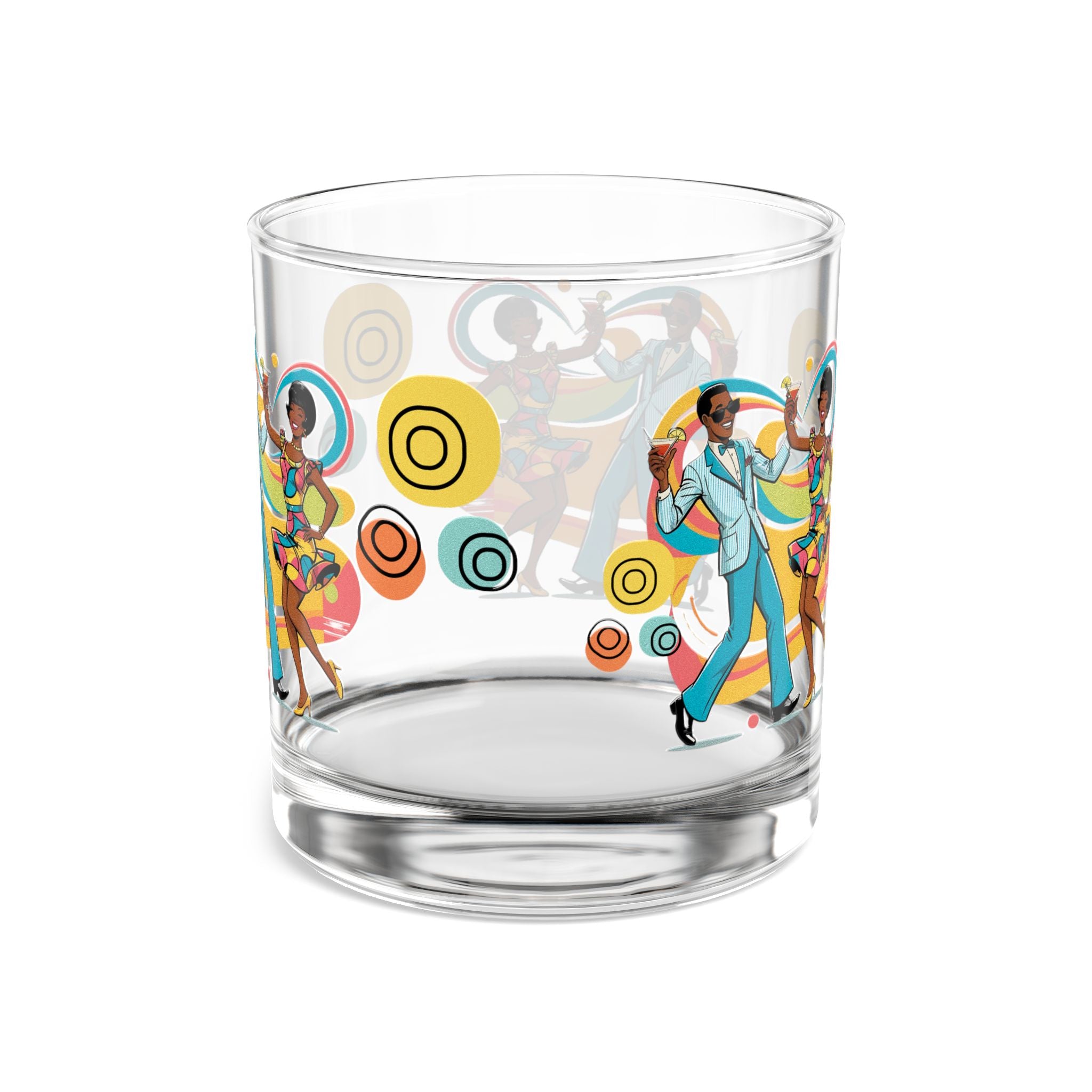Mid Mod Retro Black Couple Dance Party Mid Century Modern Barware Bourbon Whiskey Cocktail Glass - Mid Century Modern Gal