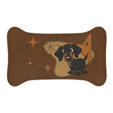 Doxie Dog, Wiener Dog Dachshund Brown Mid Mod Pet Feeding Mats - Mid Century Modern Gal