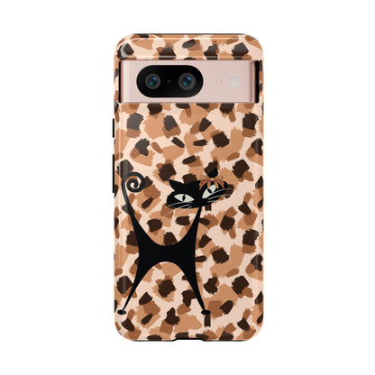 Mid Century Modern Atomic Cat, Animal Print Kitschy Trendy Smart Phone Tough Cases