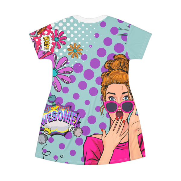Pop Art Funky Fun Trendy Retro T-Shirt Dress