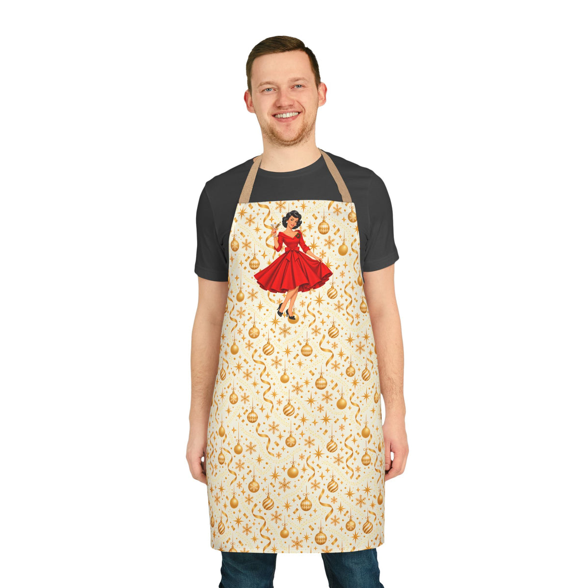 Mid Century Modern Christmas Martini Gal Apron - Mid Century Modern Gal