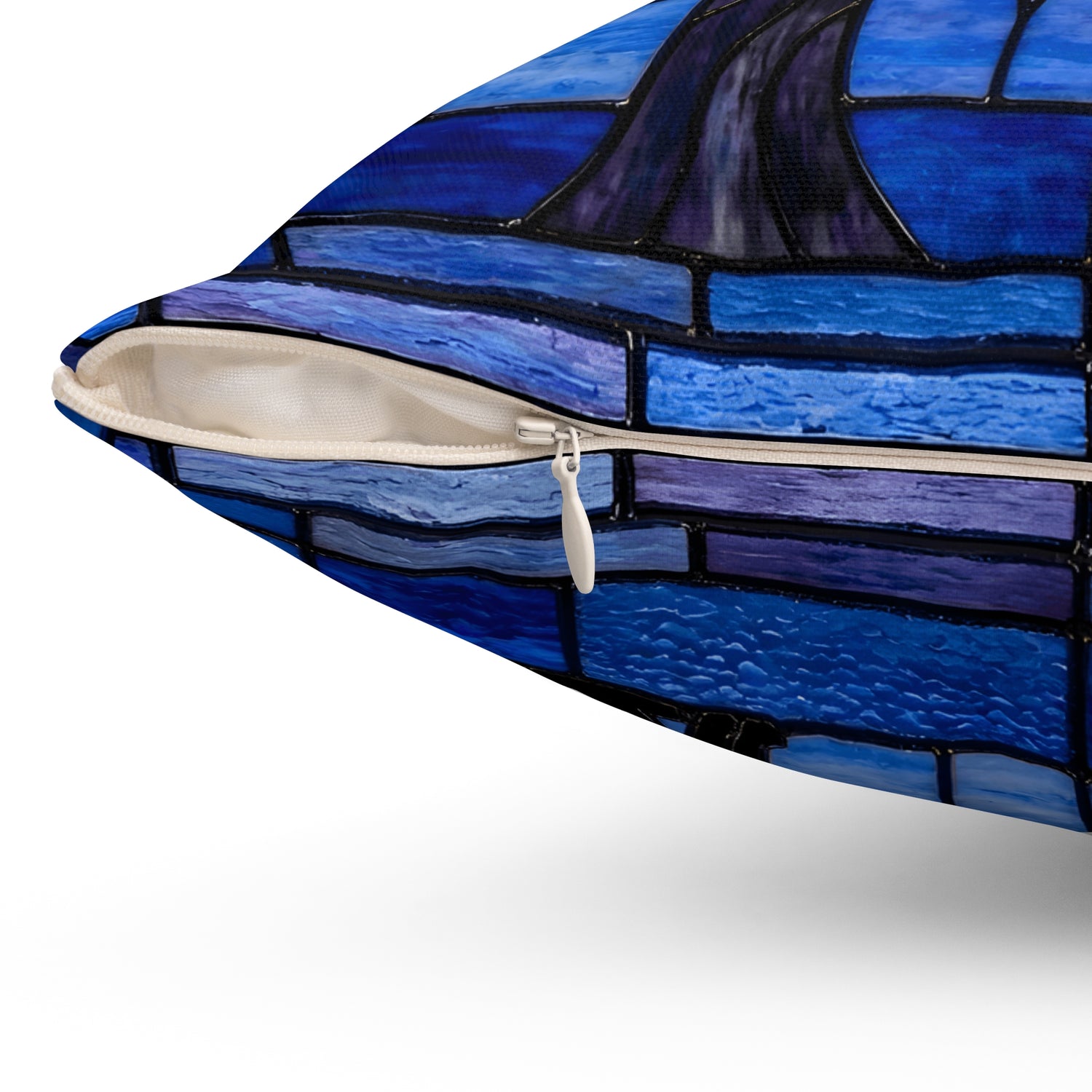 Halloween Stained Glass Inspired Night Sky Black Cat Pillow Cover and Insert - Mid Century Modern Gal