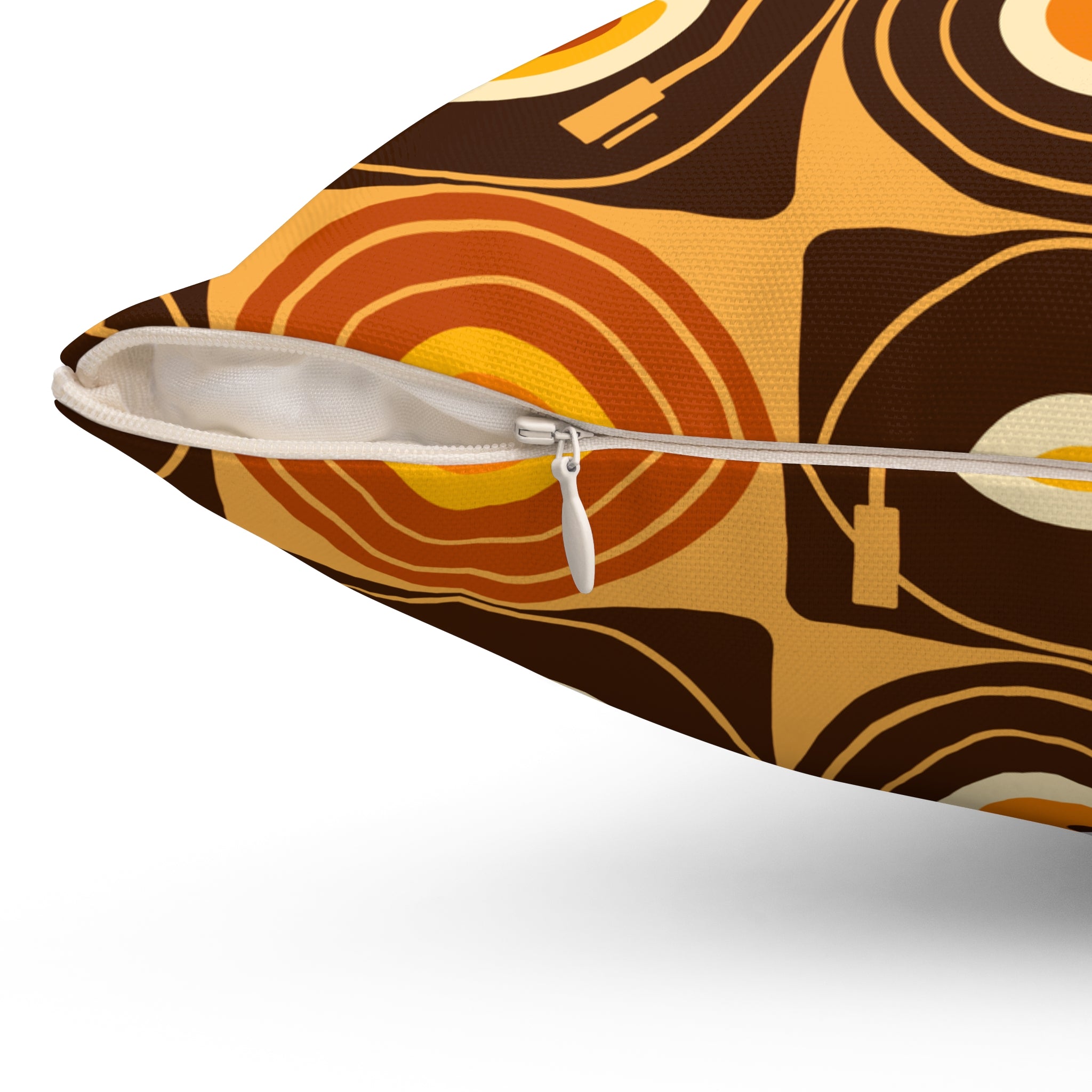 Groovy Retro Record Players, Brown Orange Yellow, Pillow Cover and Insert - Mid Century Modern Gal