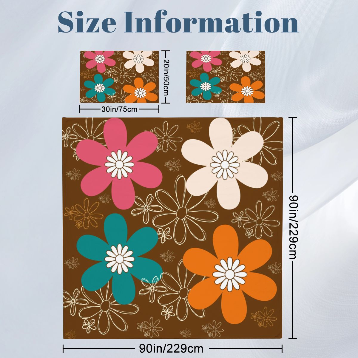 70s Groovy Retro Flower Mod Daisy Brown, Orange Pink Teal Mid Mod Queen Duvet Cover Set - Mid Century Modern Gal