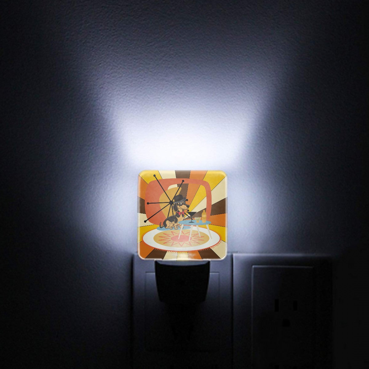 Hipster Doxie Dog Retro 70s Plug In Mid Mod LED Night Light Set of 2 - Mid Century Modern Gal