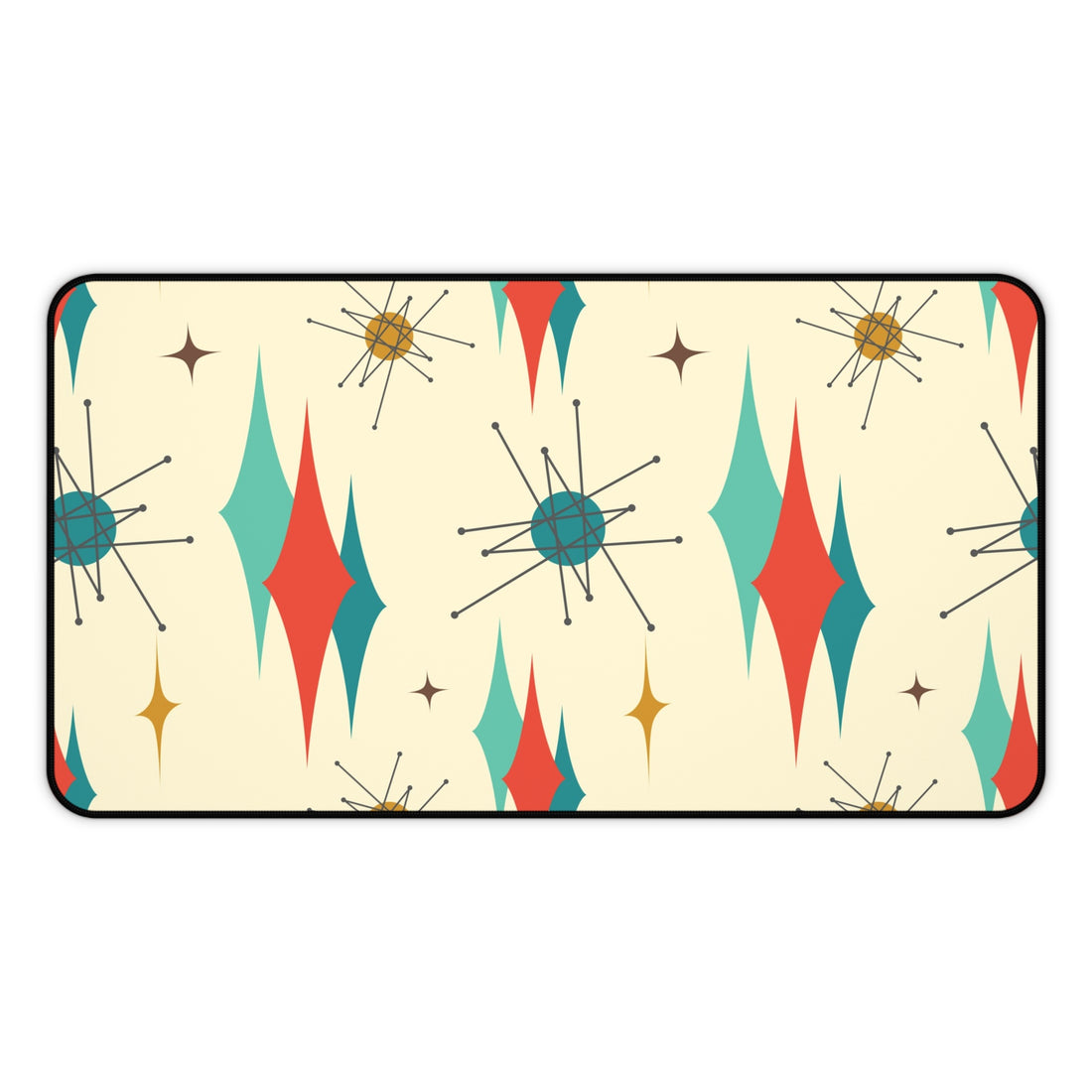 Franciscan Starburst Mid Century Modern Retro-Inspired Desk Mat with Geometric Print - Stylish Workspace Decor - Mid Century Modern Gal