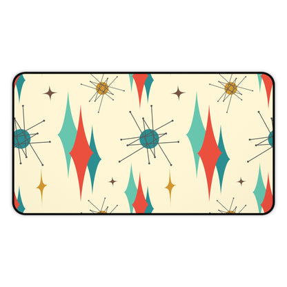 Franciscan Starburst Mid Century Modern Retro-Inspired Desk Mat with Geometric Print - Stylish Workspace Decor - Mid Century Modern Gal