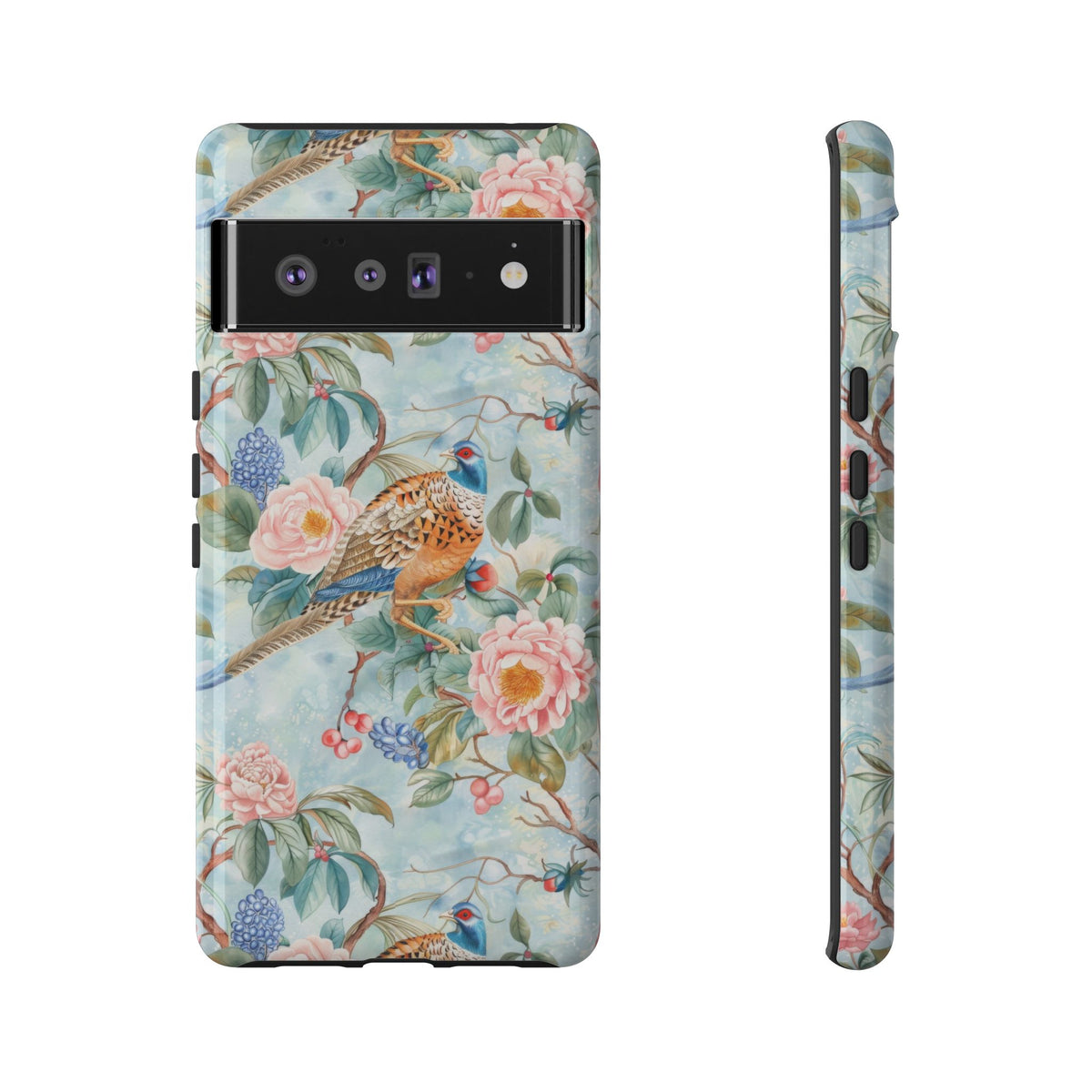 Chinoiserie Designed Floral Pheasant Phone Case with Bird Design