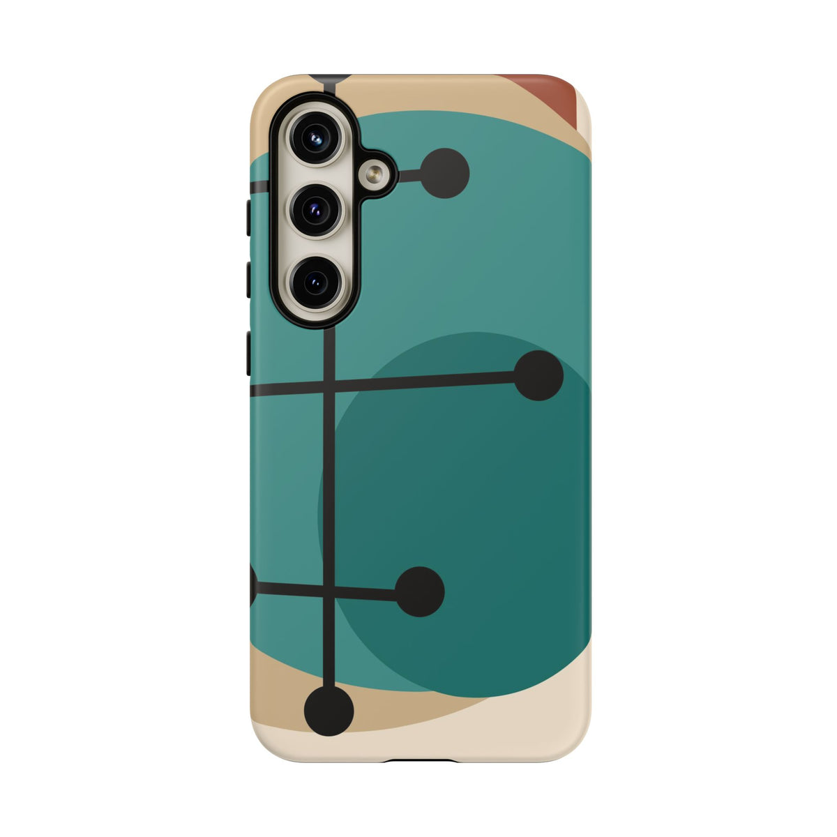 Mid Century Mod, Geometric, Retro Beige Teal Blue, Smart Phones Tough Phone Cases