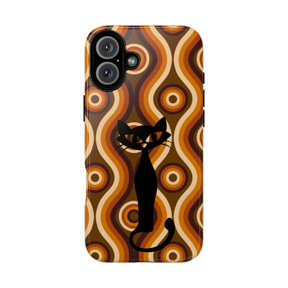 Retro Phone Case, Groovy Brown, Atomic Kitsch Cat Tough Smart Phone Cases