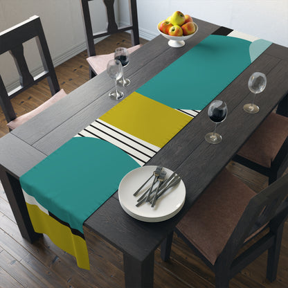 Mid Century Modern Retro MCM Design Abstract Table Runner Turquoise, Green, White, Black MCM Mid Modern Table Runner - Mid Century Modern Gal