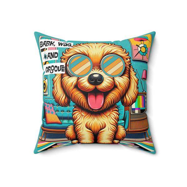 Golden Doodle Retro Dog, Kitschy 50s Mid Century Modern Doodle Dog Lover Pillow And Insert