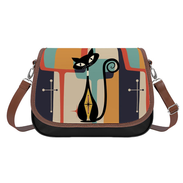 Atomic Cat Shoulder Bag, Mid Century Mod Geometric Shoulder Crossbody Bag