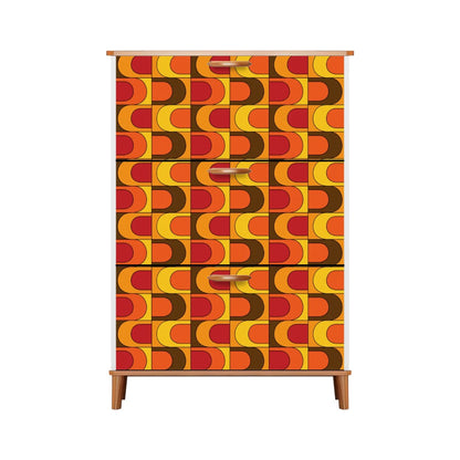 Retro Mid Mod Shoe Storage Cabinet, Orange Yellow, Brown Groovy 70s Design - Mid Century Modern Gal