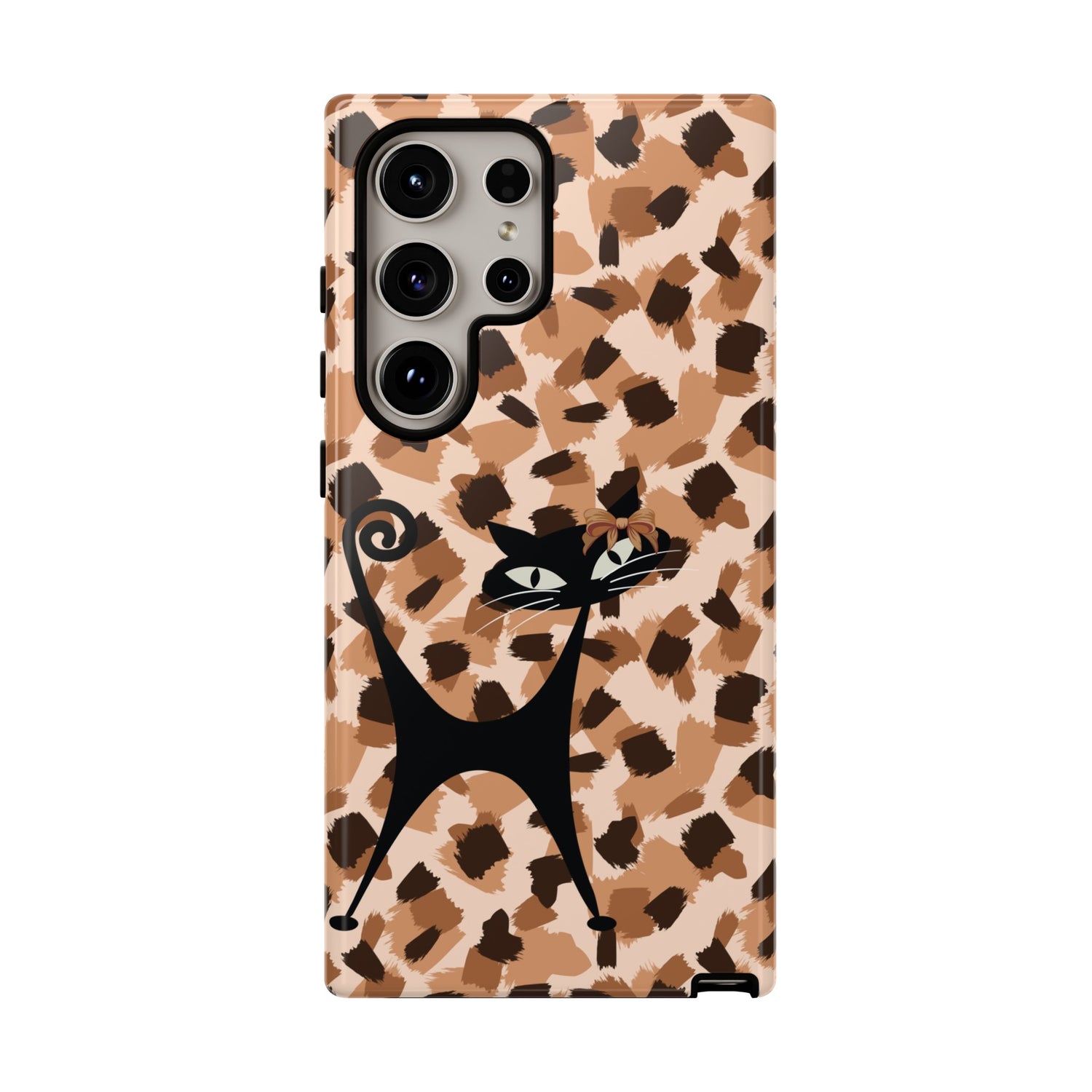 Mid Century Modern Atomic Cat, Animal Print Kitschy Trendy Smart Phone Tough Cases