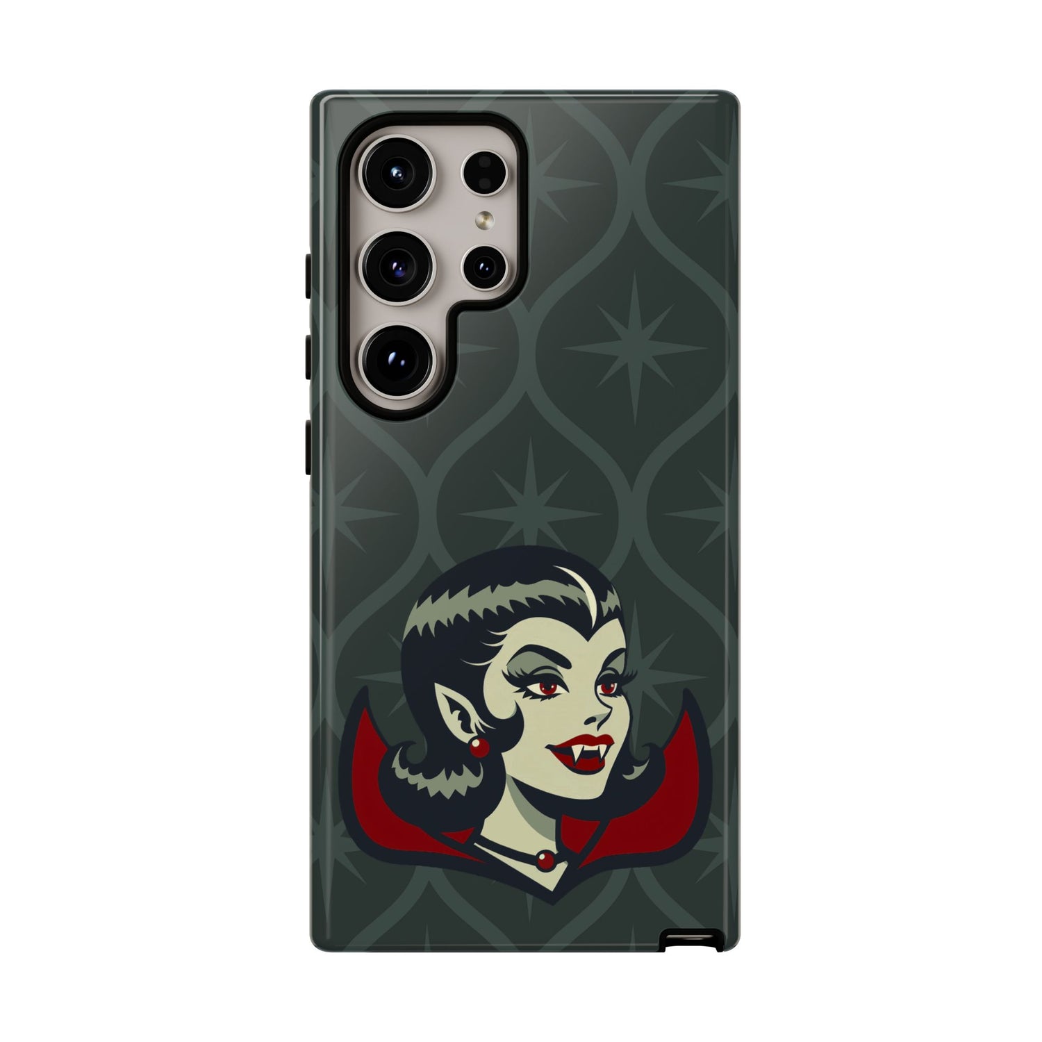 Vampire Dracula Girl Halloween Goth Horror Buff MCM Green Tough Phone Case