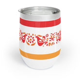 Pyrex Circle Of Friendship Tumbler, Wine Tumbler, Perfect for Parties, Gifting, Outdoor Adventures, Red and Orange Floral Design, Travel Mug - Mid Century Modern Gal