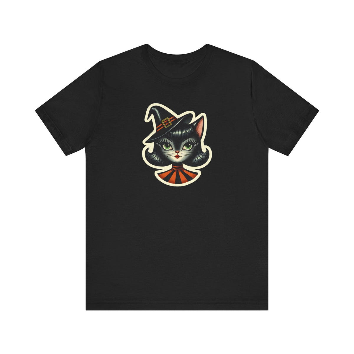 Vintage Halloween Black Cat Sexy Sexton Mid Century Modern Unisex T-Shirt - Mid Century Modern Gal