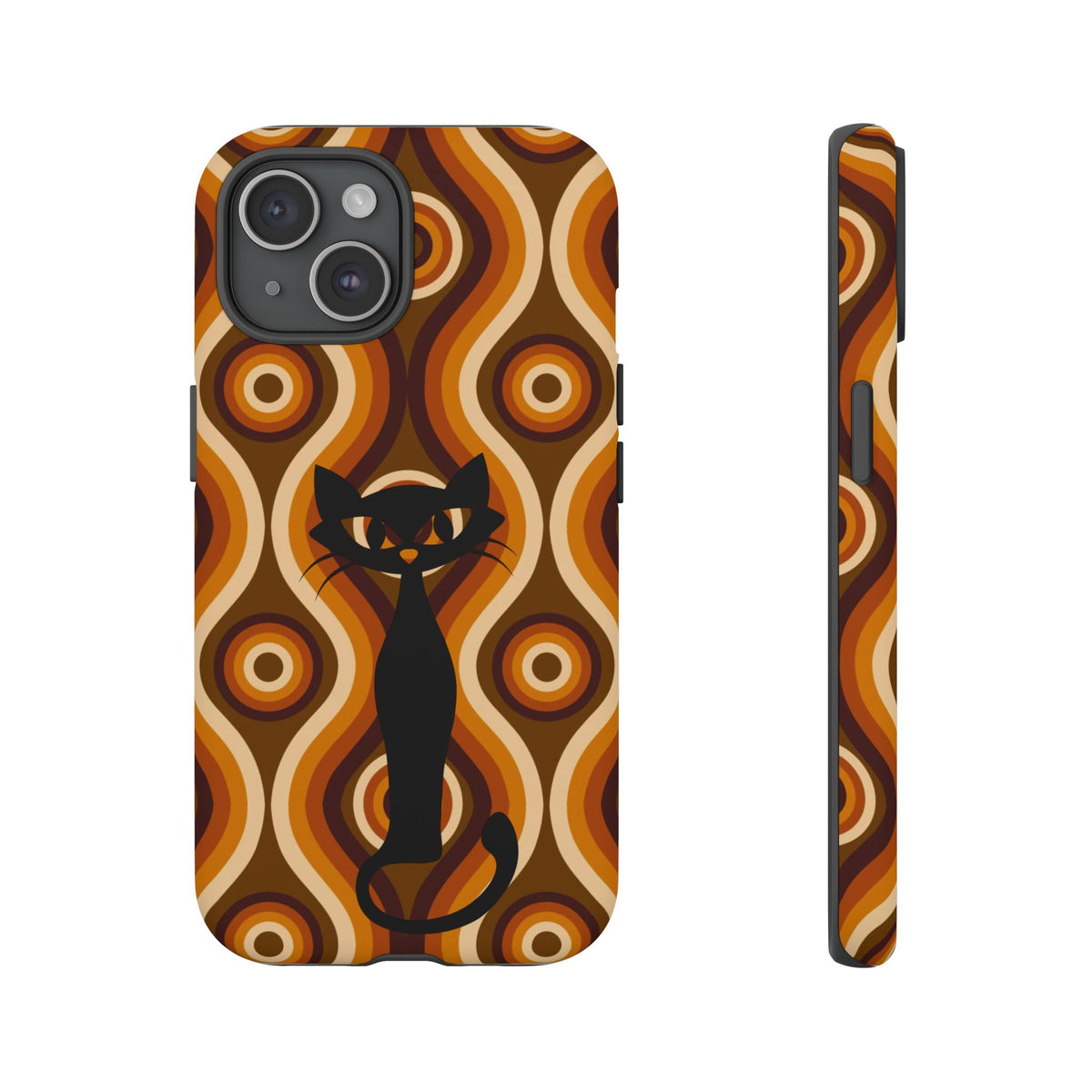 Retro Phone Case, Groovy Brown, Atomic Kitsch Cat Tough Smart Phone Cases