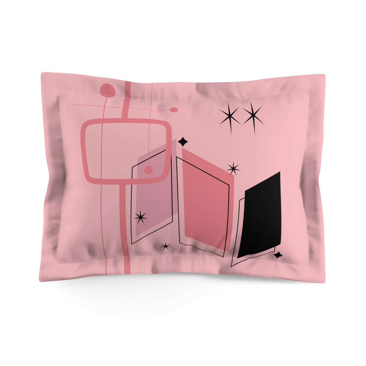 Mid Mod Atomic Pink Starbursts Geometric Retro Bedding Pillow Sham - Mid Century Modern Gal